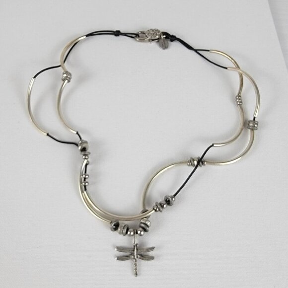 Lizzy James Dragonfly Charm  Wrap Bracelet Or Necklace Silver Plated 20 Inch - Picture 1 of 8